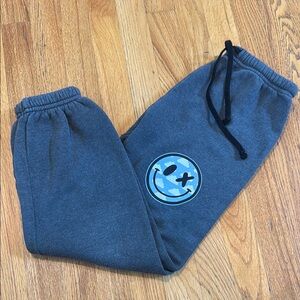 Love Junkie Kids Gray Jogger Pants With Smiley Size Large